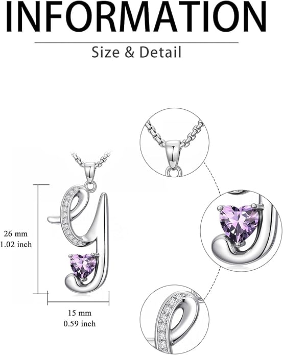 Valentines Day Gifts for Women Alphabet A to Z Initial Birthstone Pendant Necklaces for Women - 18k White Gold Plated Personalized Name Jewelry Valentine Mothers Day Birthday Gifts for Women Her Girlfriend