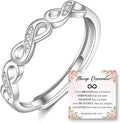OOOPEL Sterling Silver Adjustable Ring S925 Silver Rings for Women Cubic Zirconia Twist Love Knot Dainty Ring Silver Minimalist Open Finger Rings Silver Thumb Sterling Silver Ring