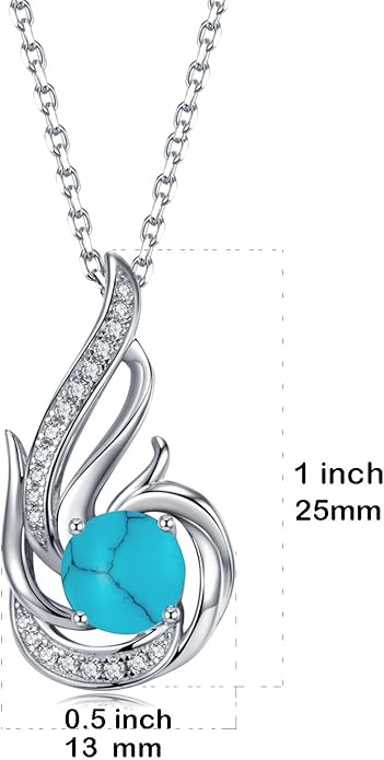 Birthstone Necklace for Women 925 Sterling Silver Phoenix Charm Necklace Birthday Anniversary Christmas Fine Jewelry Gifts for Women Mother Her, Adjustable Chain