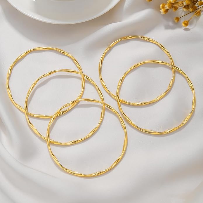 16Pcs Gold Bangle Bracelets for Women - Multi Layer Stackable Textured Bracelets Boho Jewelrys Set.