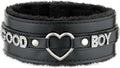 Pink Furry Heart O-ring Leather Choker Collar For Women, Handmade Punk Gothic Letter Necklace Adjustable Fashion Jewelry