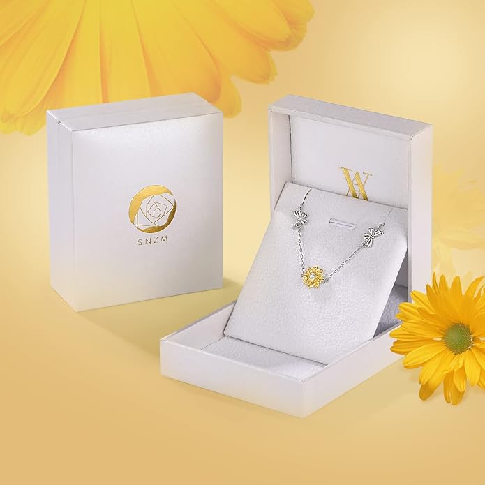 SNZM Bracelets for Women-925 Sterling Silver Sunflower Bracelet Chain Adjustable Heart Charm Link Birthday Sunflower Jewelry Gifts for Women/Daughter/Girlfriend