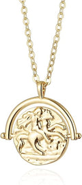 Aobei Pearl 18K Gold Plated Moon Star Lion Evil Eye Love Heart Cross Pendant Necklace Medallion Paperclip Chian Choker Layering Jewery for Women