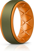 Egnaro Silicone Rings for Men 1/4/5/6/7 Multipack of Breathable Mens Silicone Rubber Wedding Rings Bands - Step Edge