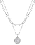 Yoosteel Valentines Gifts for Women Her - Gold Layered Initial Necklaces for Women 14K Gold Plated Dainty Layering Paperclip Link Chain Necklace Coin Initial Necklace Birthday Gifts for Teen Girls