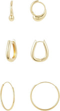 3 Pairs Gold Plated Hoop Earrings Set for Wonmen Trendy,With Butterfly & Bow Design,Jewelry Gift for Everyday, Party, Work
