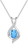 SMILEST Valentines Day Gifts for Her - 925 Sterling Silver Oval Sparkle Birthstone Necklace, Infinity Pendant Necklace Anniversary Birthday Gifts for Women Wife Girlfriend Mom Birthstone Necklace