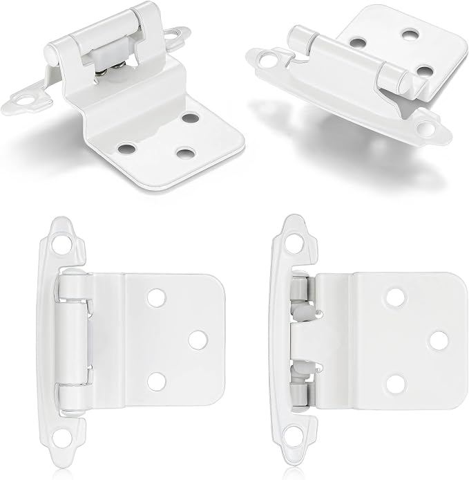 White Cabinet Hinges, 3/8” Inset, 4 Pack | - Image 6