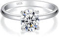 IMOLOVE Solitaire Moissanite Engagement Ring, 1CT D Color VVS1 Clarity, 925 Sterling Silver with 18K White Gold Plated, Ideal Gift for Women