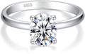 IMOLOVE Solitaire Moissanite Engagement Ring, 1CT D Color VVS1 Clarity, 925 Sterling Silver with 18K White Gold Plated, Ideal Gift for Women