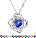 Iefil Valentines Gifts for Her Wife - 925 Sterling Silver Love Knot Birthstone Necklace, Anniversary Birthday Gifts for Women, Jewelry Gifts for Wife Mom Girlfriend