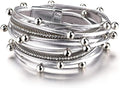 Fesciory Leather Wrap Bracelets for Women, Boho Leopard Multi-Layer Crystal Beads Cuff Bracelet Jewelry