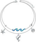 S925 Sterling Silver Ankle Bracelets Anchor/infinity/Starfish Anklet for Women Blue Opal Moonstone Anklet Foot Chain Beach Anklets Jewelry