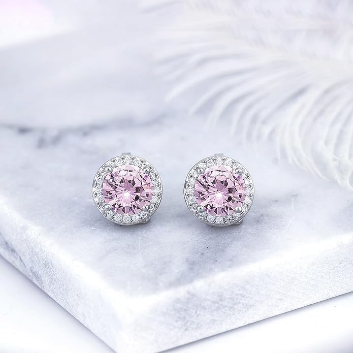 YOQUCOL 8MM Cubic Zirconia Crystal Clip On Stud Earrings Round Non Pierced Earrings for Women