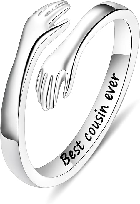 Yesteel S925 Sterling Silver Hug Ring for Women Teen Girls, Adjustable Ring Jewelry Mothers Day Birthday Gifts for Daughters Mom Sister Wife Friends Grandma