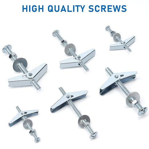 100 Pcs 3 Size Heavy Duty Metal Drywall Anchors Kit | 25 Sets Toggle Bolts and - Image 5