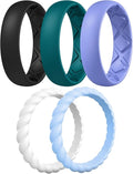 Egnaro Women's Bridal Rings Sets, Inner Arc Ergonomic Breathable Design Silicone Rubber Wedding Bands
