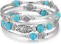 BULINLIN Layered Wrap Bangle Turquoise Bracelet - Bead Bracelet with Natural Agate Stone, Gifts For Women
