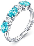 925 Sterling Silver Birthstone Rings for Women - Adjustable Size Women Jewelry Birthday Gifts for Girlfriend,Wife,Mom