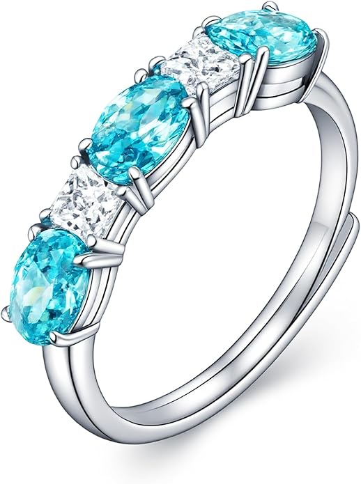 925 Sterling Silver Birthstone Rings for Women - Adjustable Size Women Jewelry Birthday Gifts for Girlfriend,Wife,Mom