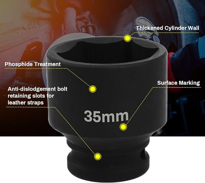 1/2" Drive 35mm Deep Impact Socket, 6 Point Chrome Molybdenum Steel Heavy Duty - Image 5