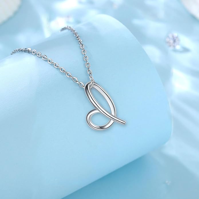 EUDORA Sterling Silver Initial Necklaces for Women, Classic 26 Letter Neckless Gifts for Girls, Sister, Mother Daughter, 18 inch Chain
