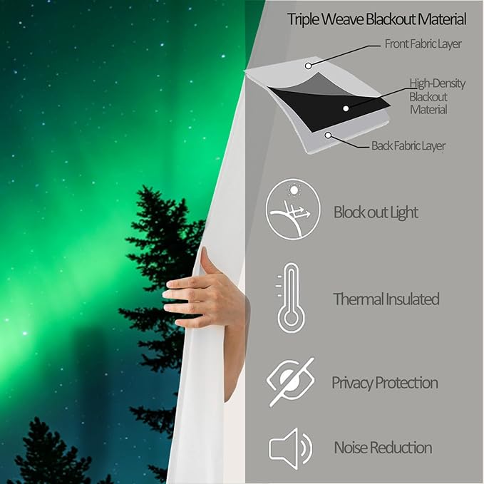 Forest Aurora Curtains, Coniferous Forest Silhouette Blackout Curtains 96 Inch - Image 6