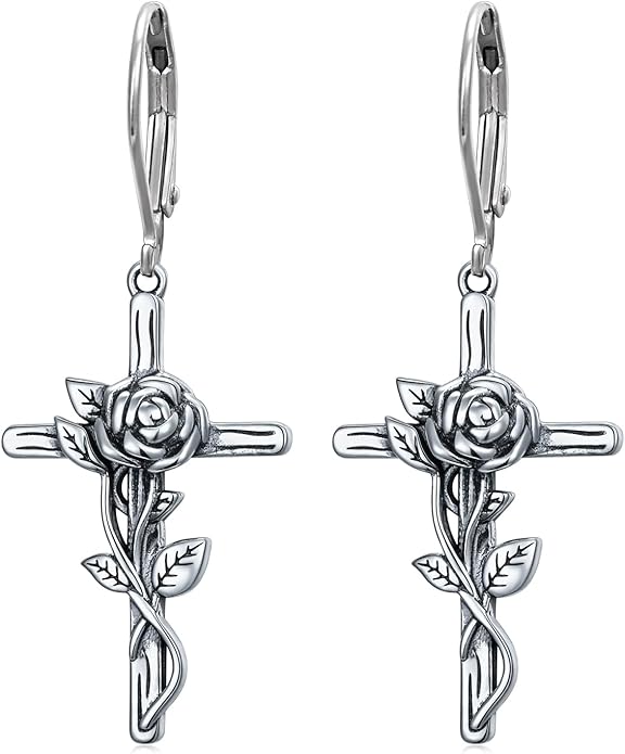 925 Sterling Silver Filigree Dangle Drop Earrings Daisy/Lotus/Rose Flower/Moonstone Leverback Teardrop Earrings for Women Infinity Celtic Knot Daisy Lotus Jewelry for Mothers Day