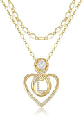 Heart Letter Necklaces for Women 14K Gold Plated Cubic Zirconia Heart Initial Layered Necklace Infinity Pendant Necklace Letter Initial Jewelry for Women