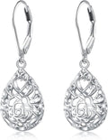 925 Sterling Silver Filigree Dangle Drop Earrings Daisy/Lotus/Rose Flower/Moonstone Leverback Teardrop Earrings for Women Infinity Celtic Knot Daisy Lotus Jewelry for Mothers Day