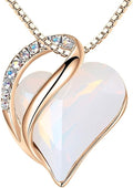 Leafael Rose Gold Plated Necklace for Women: Heart Shaped Birthstone/Healing Crystals Center, Dazzling Cubic Zirconia, Hypoallergenic Chain (18"+2"), Jewelry Gifts for Anniversaries and Birthdays