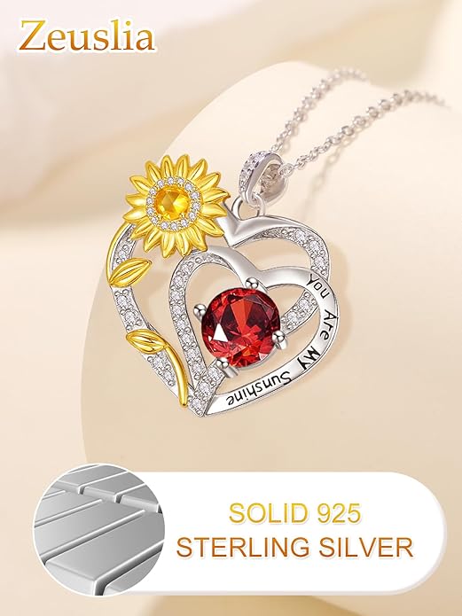 Valentine's Day Gifts for Wife 925 Sterling Silver Double Birthstone Pendant Necklaces I Love You for Always and Forever Necklace Anniversary Birthday Gifts for Wife Girlfriend Mom Her