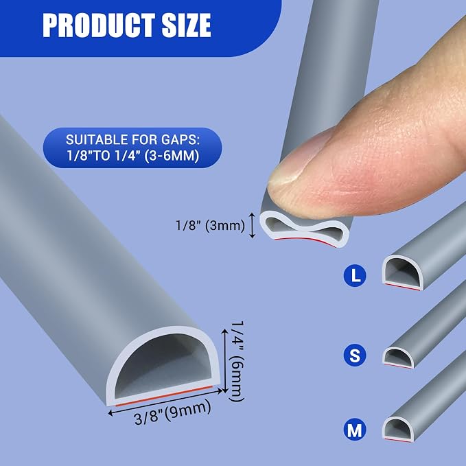 Weather Stripping Door Seal, Self Adhesive Silicone D Shaped Weather Strip - Image 2