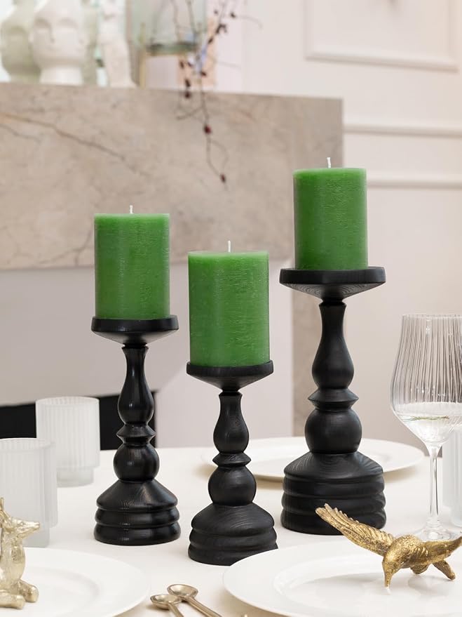 3x4 inch Grass Green Pillar Candles Set of 3 - Image 6