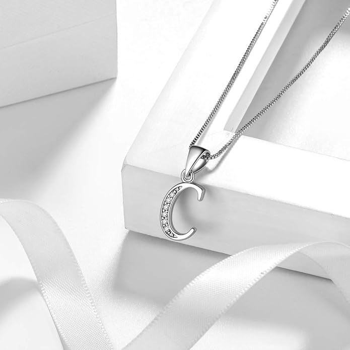 Aurora Tears Letter Necklace Initial 925 Sterling Silver Alphabet Pendant Crystal Name Gift Women Cubic Zirconia Jewelry