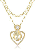 Heart Letter Necklaces for Women 14K Gold Plated Cubic Zirconia Heart Initial Layered Necklace Infinity Pendant Necklace Letter Initial Jewelry for Women