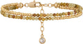 MYEARS Women Beaded Bracelet Gold Double Layer Gemstone 14K Simple Dainty Handmade Chain Everyday Boho Beach Jewelry
