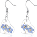 Forget-Me-Not and Queen Anne's Lace Pressed Wildflower Earrings | Pressed Flower Earrings | Handmade Drop and Dangle Earrings | Gift for Woman