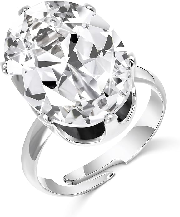 Linawe Cubic Zirconia Imitation Diamond Moissanite Rings for Women, 14K Gold/Rose Gold/Silver Adjustable Chunky Ring, Costume Rhinestone Jewelry for Wedding Engagement