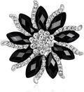 Rhinestone Flower Brooch for Women Vintage Style Black White Crystal Flower Brooch Pin Sparkling Bridal Wedding Crystal Pin Elegant Clothing Hat Bag Accessories Christmas Birthday Party Wedding Costume Jewelry