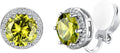 Silvora 925 Silver 8MM Cubic Zirconia Birthstone Clip On Stud Earrings Round Non Pierced Earrings For Women,Come with Box
