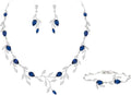 EVER FAITH Wedding Jewelry for Bride Women Bridesmaid, Sparkly Cubic Zirconia Pear-Shaped Birthstone Leaf Necklace Earrings Set for Prom