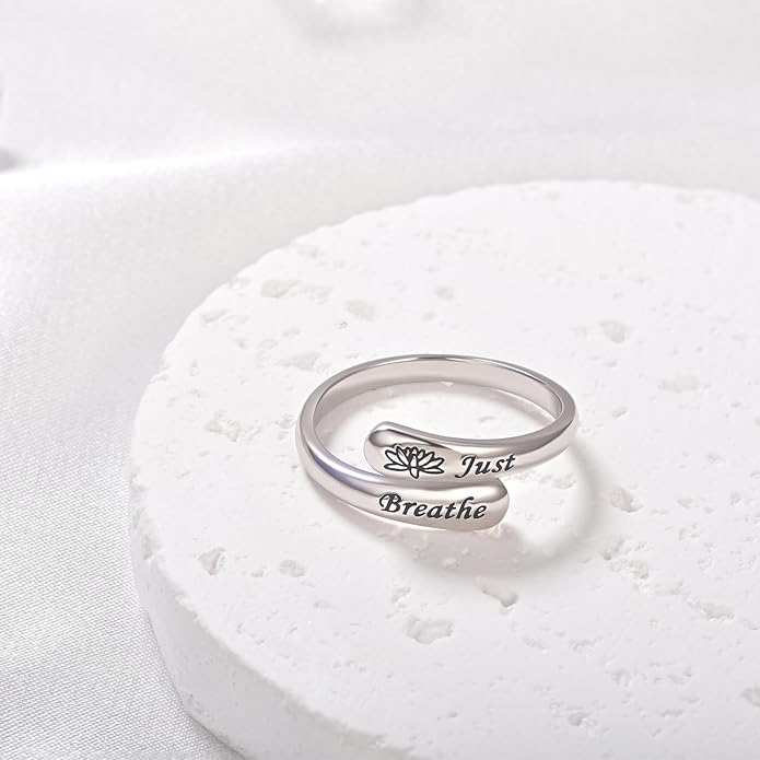 Fookduoduo 925 Sterling Silver Ring Inspirational Jewelry adjustable Wrap Open Rings for Women