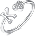Valentines Day Gift Initial Rings for Teen Girls - S925 Heart Sterling Silver Rings for Teen Girls | 14K Gold/Rose Gold/Sterling Silver Plated Ring for Girls Kids Women Ring for Teenager Girls Gifts Adjustable, No Tarnish, Hypoallergenic