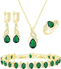 LMXXVJ Jewelry Set for Women,Teardrop Cubic Zirconia Necklace Earrings Adjustable Ring Bracelet Jewelry Set Formal Jewelry Gift