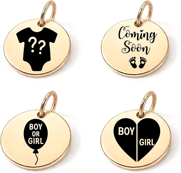 SM Design Pregnancy & New Baby Charm Set – Set of 4 Meaningful Stainless Steel Charms – Great for Crafting, Making Bracelets and Necklaces - Meaningful Keepsake Charms for Expecting & New Moms