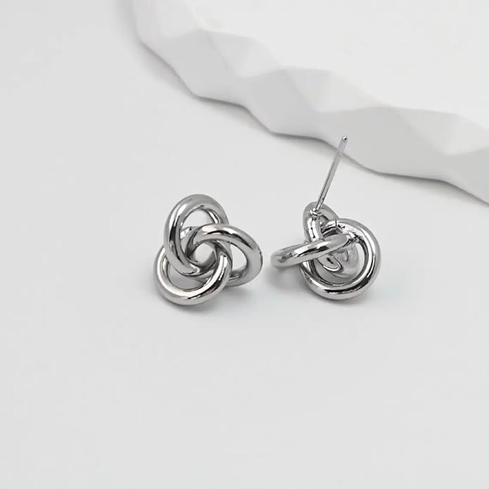 Gold Knot Earrings for Women Trendy Stud Earrings Chunky Statement Drop Dangle Earrings Lightweight Hypoallergenic Jewelry Women Christmas Gifts