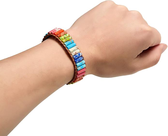 ZOSOJONA 7 Chakra Bracelet Bohemian Handmade Leather Wrap Healing Protection Natural Stone Yoga Beaded Bracelets Boho Friendship Jewelry