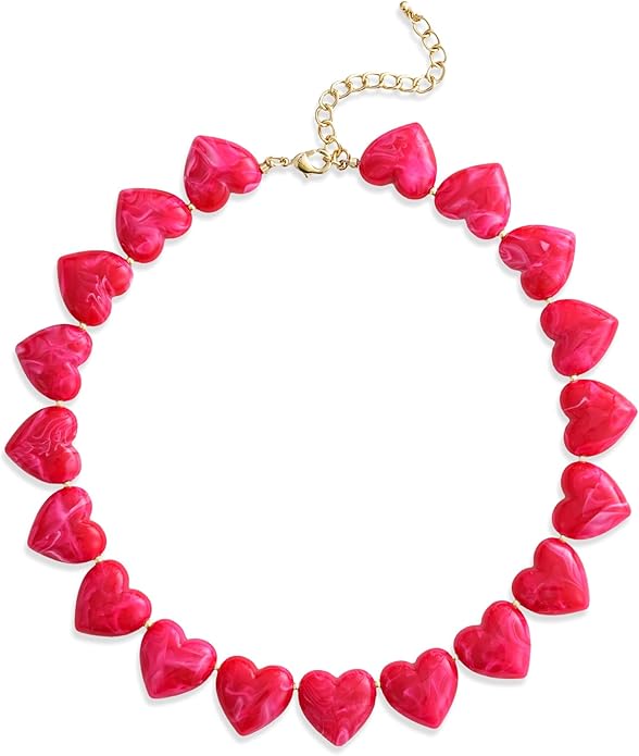 YUJIE Amber Acrylic Heart Choker Necklace for Women Vintage Punk Chunky Necklace Trendy Fashion Accessory