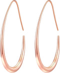 Lightweight Teardrop Hoop Earrings for Women - 14k Gold/White Gold Plated Large Oval Pull Through Hoop Earrings High Polished Statement Jewelry Gift for Women
